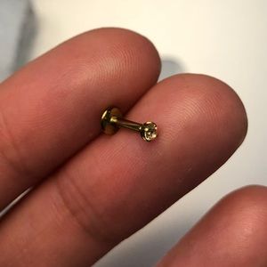 Titanium CZ Prong Set Gem Threadless Anodized Gold